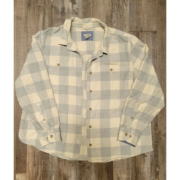 LL Bean Top Women XL Petite Gray Button Up Flannel Shirt Plaid Pockets Preppy - Picture 3 of 8